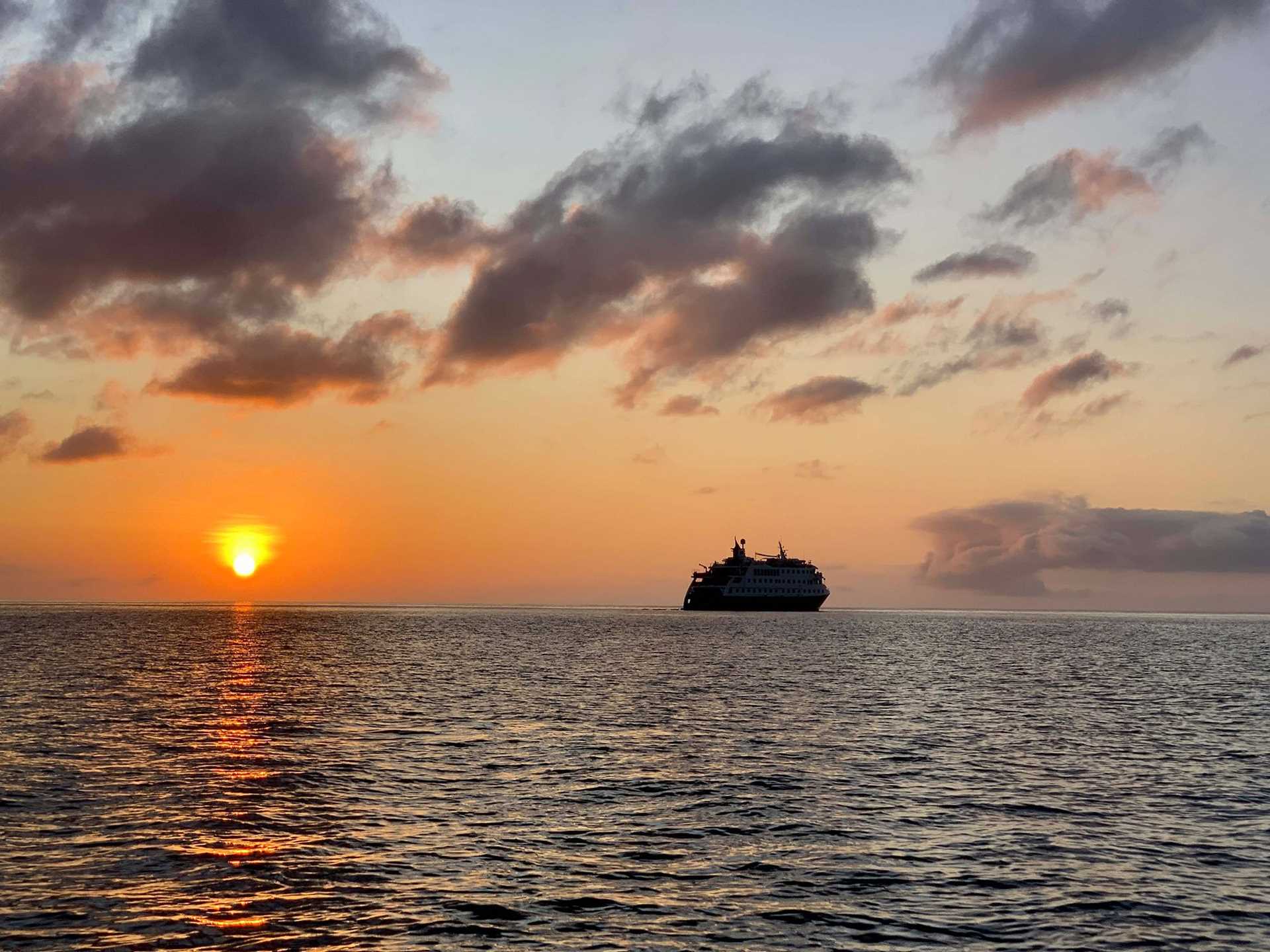 ship at sunset